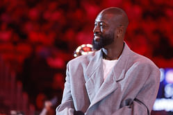 Dwyane Wade reacts after Joy Taylor receives stunning custom Miami Heat jacket