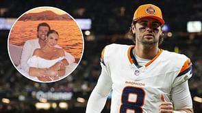 Jarrett Stidham shares sweet sideline moment with wife Kennedy at Broncos regular-season finale vs Chiefs