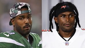 Elijah Moore reacts after Falcons legend Julio Jones announces retirement