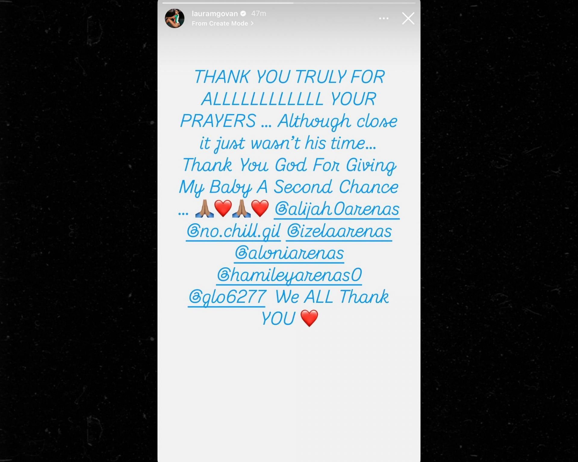 Laura Govan&#039;s Instagram story (Credits: IG/@lauramgovan)
